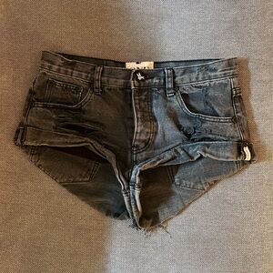 One Teaspoon Micro Mini Shorts Distressed Black